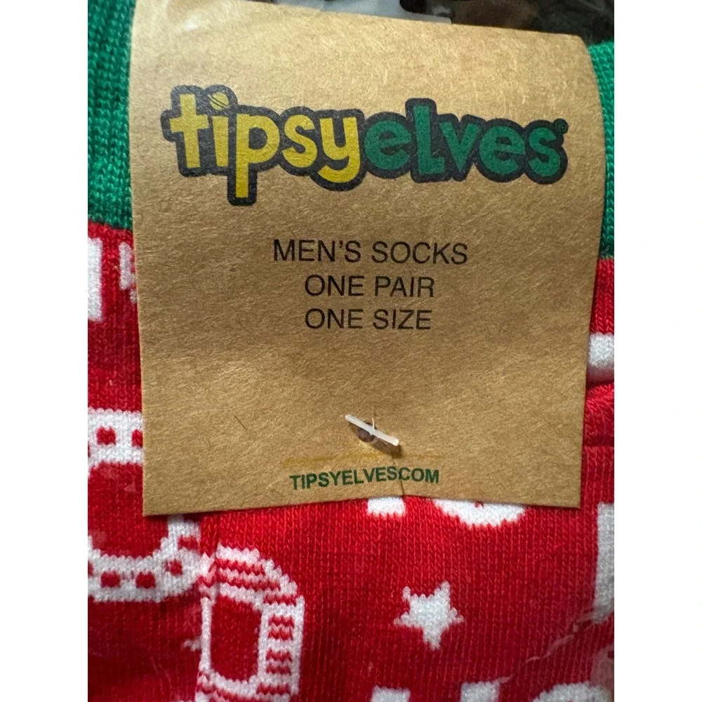Tipsy Elves Mens Ho Ho Ho Socks with Pocket Red Green Christmas‎ Crew TE-CMSK50